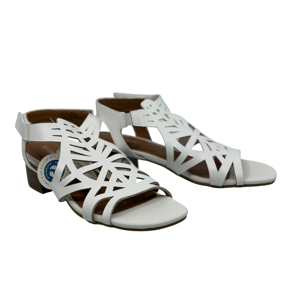 Baretraps Velvet White Laser Cut Block Heel Sandals Women's Size‎ 8.5 M - Picture 5 of 9